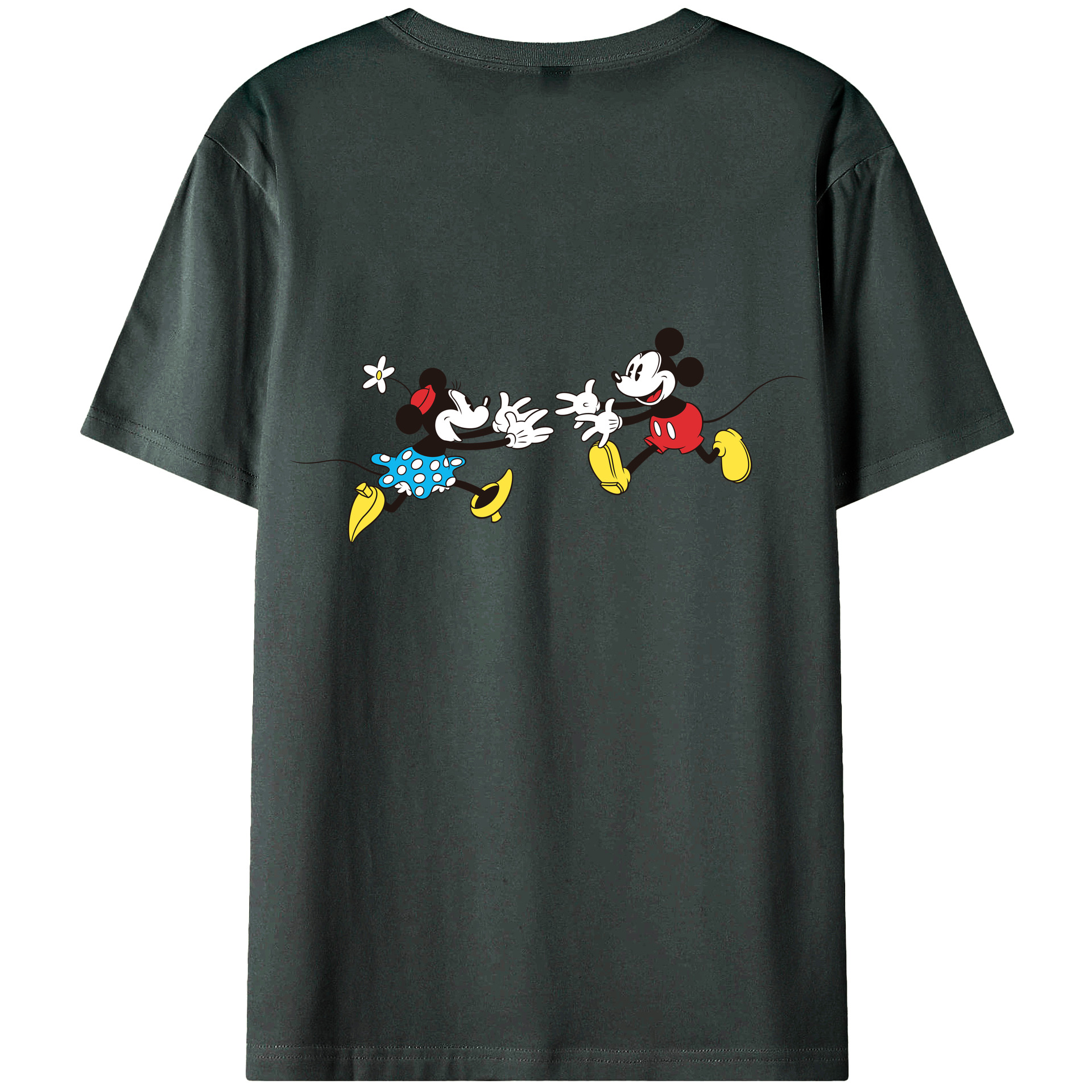 ミッキーマウス Mickey Mouse 綿100％ メンズ半袖Tシャツ（バックプリント） 通気性